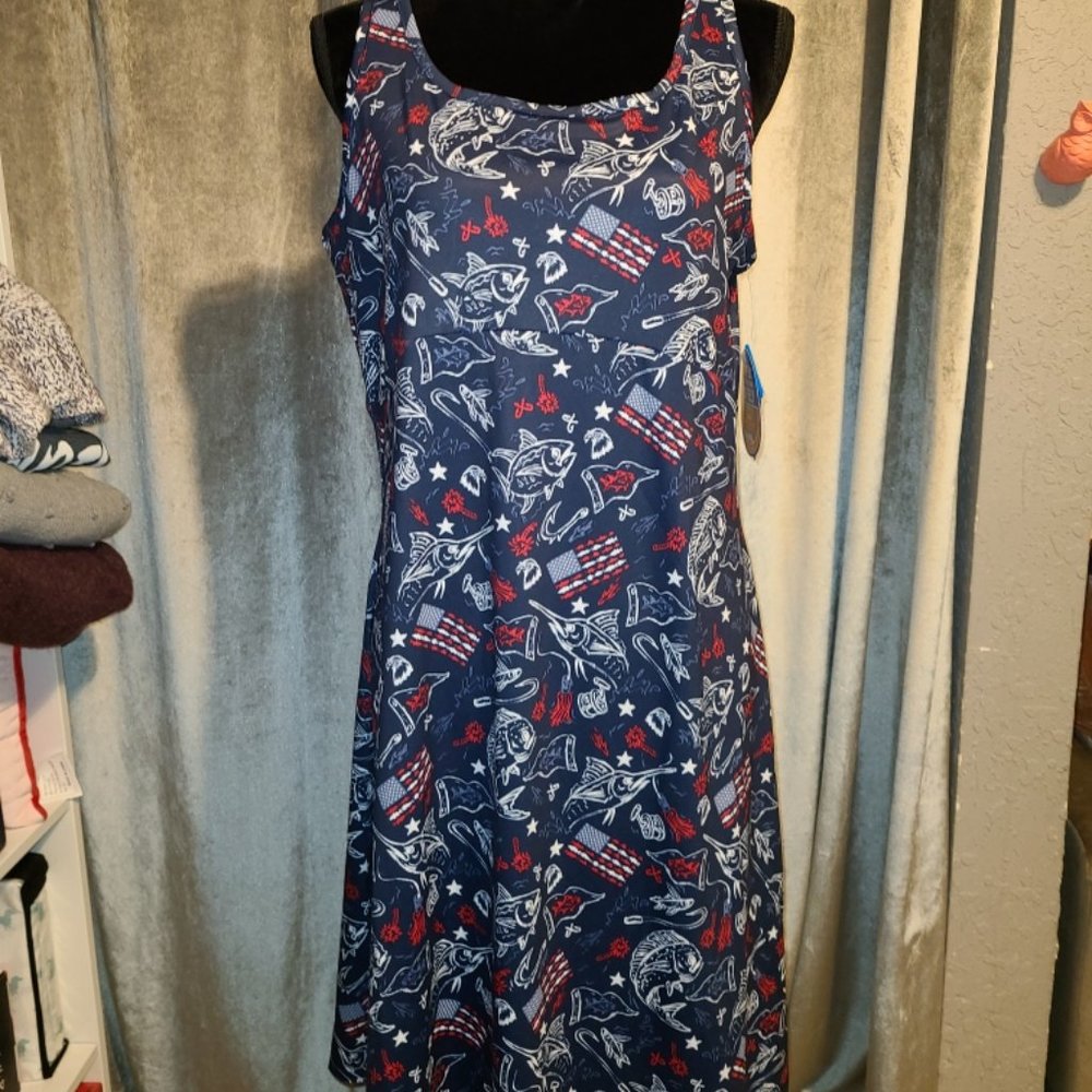 Columbia Women’s PFG Freezer™ III Dress Size XL Patriotic/Fish Print NWT